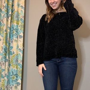 Black Sweater with Gold Hammered Detail